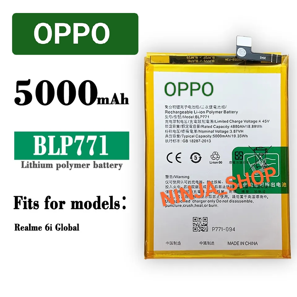 BLP771 แบตเตอรี่🔋 Oppo Realme 6i Global/ Realme 7i/ C3/ Narzo 10/ blp771 ความจุแบตเตอรี่ 5000mAh รับ