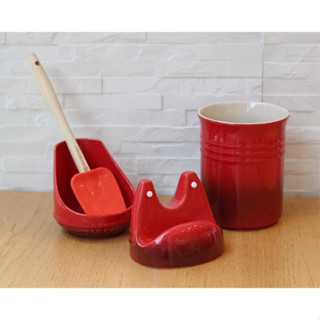 French lecreuset stoneware pot cover seat spoon seat chopstick tube silicone spatula kitchen accessories storage set