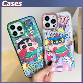 คูปองเคลม🎀เคสไอโ case for iphone 11 12 การ์ตูนแสนสนุกเครยอนชินจังซูเปอร์แมน เคส 14 13 12 11 pro max ป้องกันการหล่นและทนท