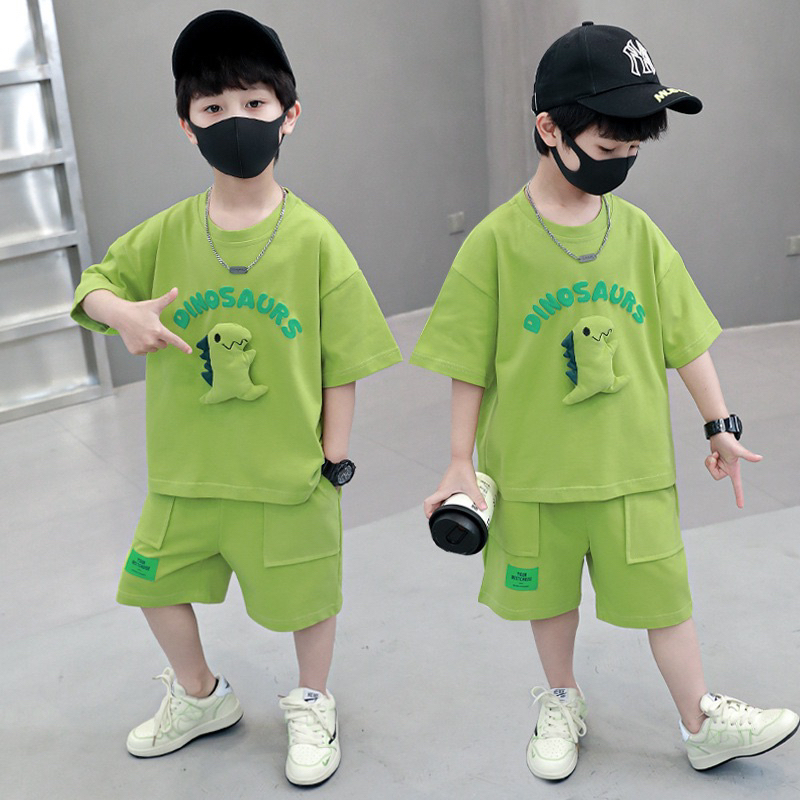 พร้อมส่งในไทย ชุดเด็กลายใหม่ ชุดเด็กลายตุ๊กตาไดโนเสาร์ ชุดเซ็ตเสื้อพร้อมกางเกง