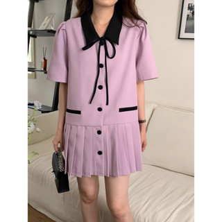 CHAWY Cute minidress C4199 🍊💜 มินิเดรสสั้น เดรสสั้นทำงาน มี 2 สี ครีม ม่วง