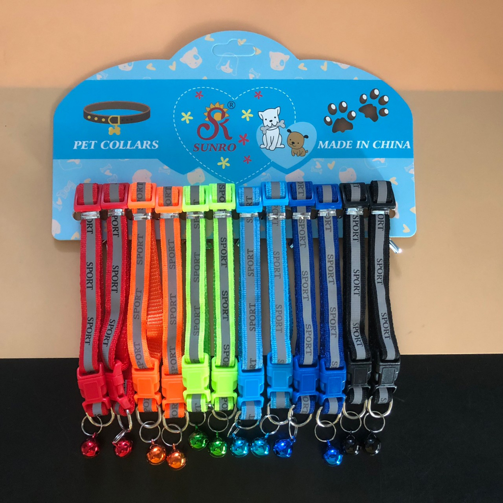 (ยกโหล 12 ชิ้น) No.647 ปลอกคอสัตว์เลี้ยง พร้อมกระดิ่ง สุดน่ารัก คละลาย สินค้าค้ายกโหล สุ่มลาย (12ชิ้น)