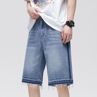 กางเกงยีนส์ขาสั้นผู้ชาย distressed short jeans ปลายขาตัด