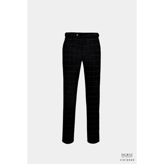 Window Check Black W/B Buckel Belt Ear Wool Cotton Pant - กางเกงสีดำลายตาราง