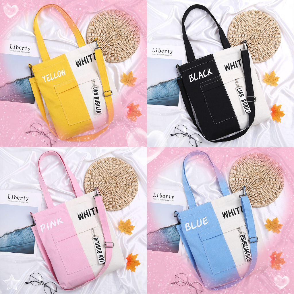 ihappy shop: กระเป๋าผ้า canvas สำหรับนักเรียน มีซิปด้วย