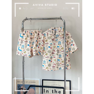 Aviva studio 🧭🐟เซตเชิ้ต ขาสั้นผ้าเทพ ลายทะเล