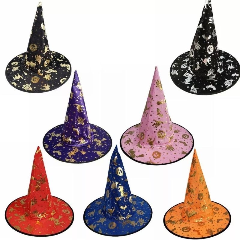 หมวกแม่มดพ่อมดแฟนซี ฮาโลวีน พร๊อพตกแต่งhalloween พร้อมส่ง สามารถเก็บเงินปลายทางได้