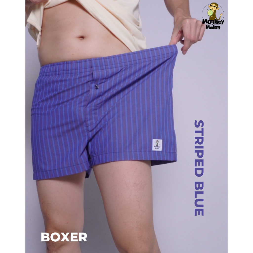 Monkey&melon กางเกง Boxer สี Striped Blue