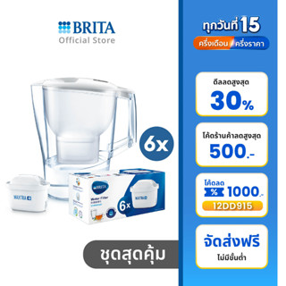 BRITA เหยือกกรองน้ำ รุ่น Aluna COOL 2.4L สีขาว + (ไส้กรอง Pack 6 )