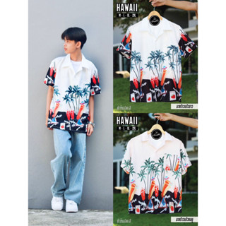 เสื้อฮาวาย hawaii เชิ้ตเกาหลี ลายมะพร้าวแก้ว M-2XL ผ้านิ่มขึ้น สไตล์เกาหลีมาแรง