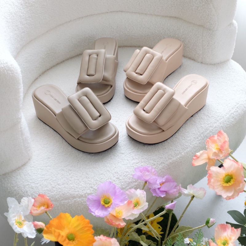 JUDII LES SHU รุ่นCotton Size34-42 สีใหม่รองเท้าหัวเข็มขัดส้นตึก นุ่มฟูพิเศษ