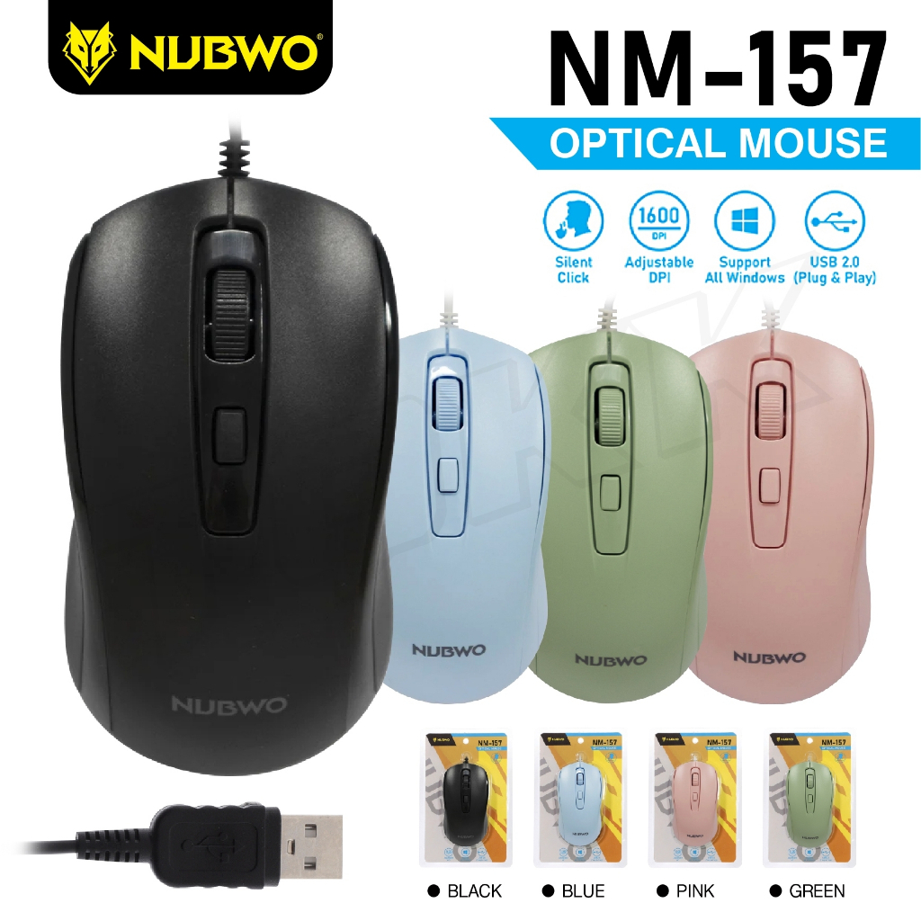 เมาส์มีสาย เม้าส์ทำงาน NUBWO NM-157 เม้าส์มีสาย คลิ๊กไร้เสียง