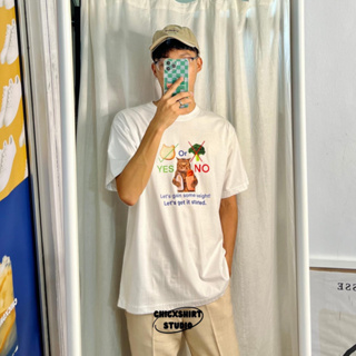 chicxshirt - เสื้อยืด OVERSIZE รุ่น ( DFT ) แมวไม่ผัก ( อก 44 ยาว 28 )