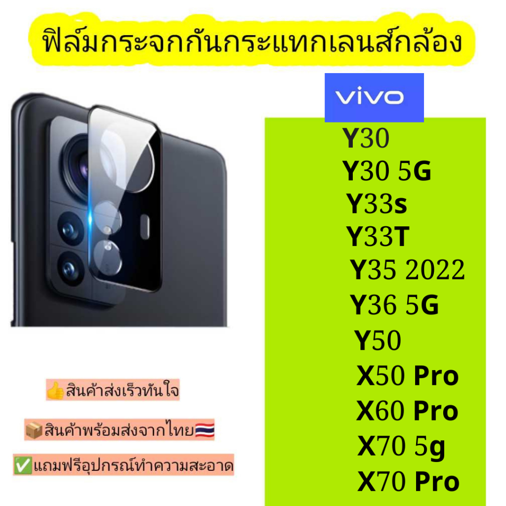 กระจกกันเลนส์กล้อง Vivo รุ่น Y30, Y50, Y33s, Y33t, Y36 5G, Y35 2022, X60 Pro, X70 5G, X70 Pro