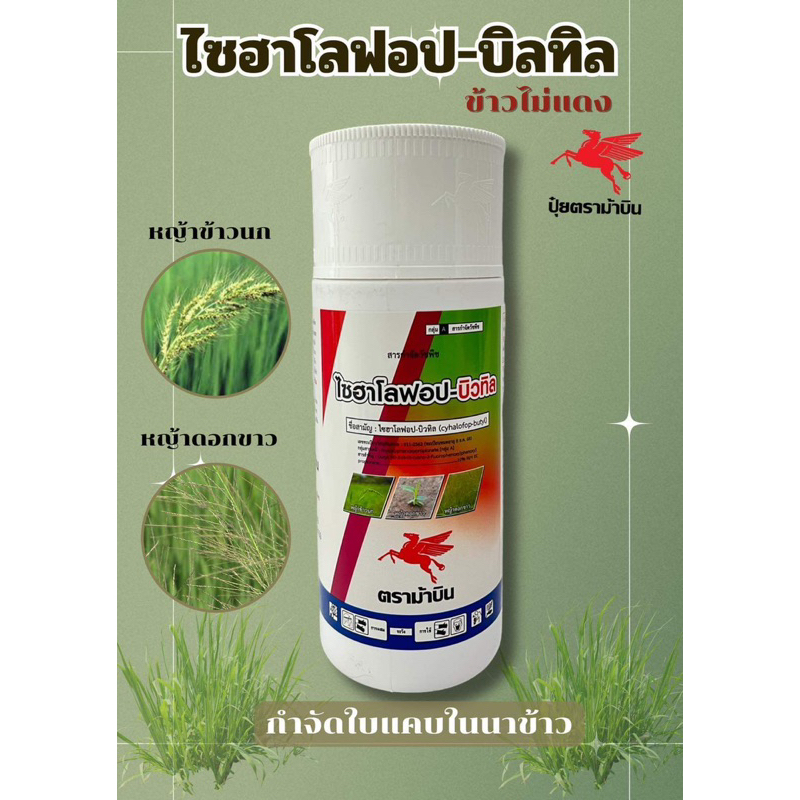 ไซฮาโลฟอป บิวทิล (ตราม้าบิน) กำจัดข้าวข้าวนก ดอกขาว ขนาด 500 ซีซี