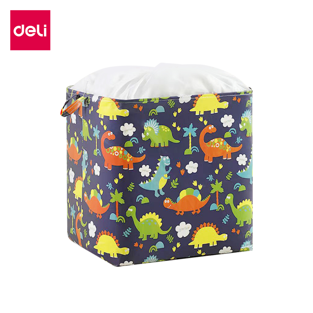 Deli กล่องเก็บผ้า ถุงเก็บผ้านวม ถุงอเนกประสงค์ 100L กันฝุ่น มีหูหิ้ว พร้อมเชีอกรูดปิด พับเก็บง่าย duvet storage bag