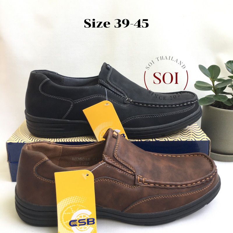 รองเท้าหนังลำลองชาย แบบสวม พื้นเย็บดี CSB รุ่น MD6018 ไซส์ 40 - 45 พร้อมส่ง