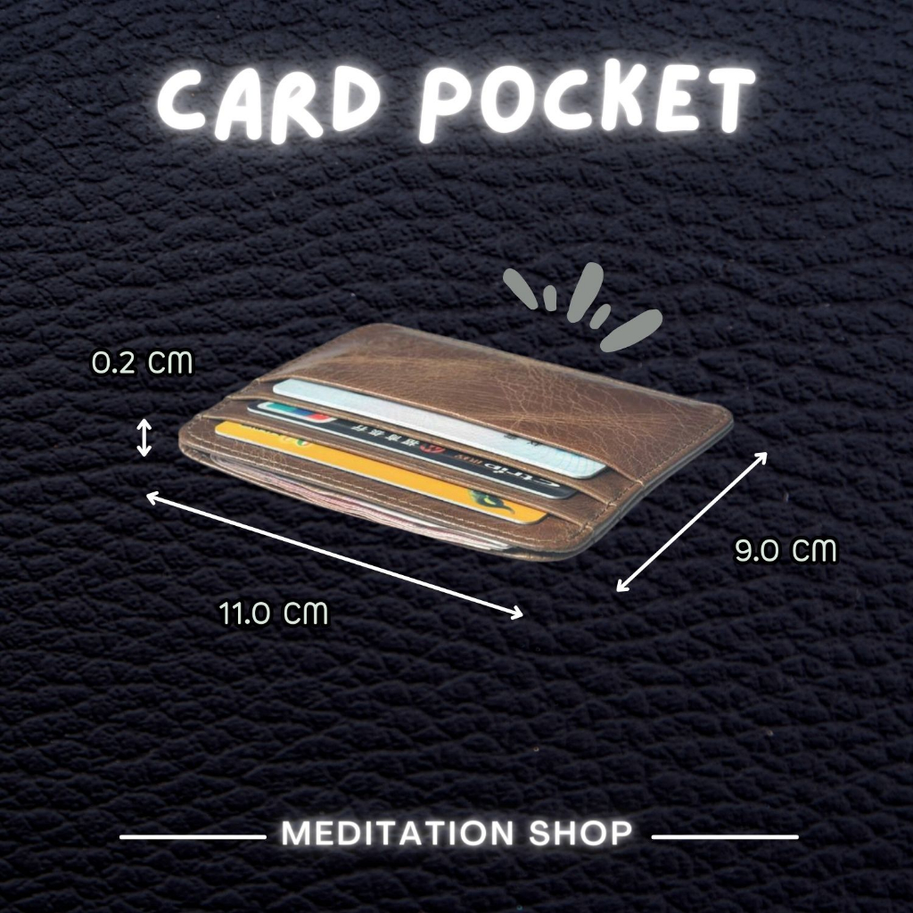 ซองใส่นามบัตร 7 ช่อง หนังวัวแท้100% 🔥 Card holder ซองใส่นามบัตรทรงนอน ขนาดกะทัดรัด 🎉