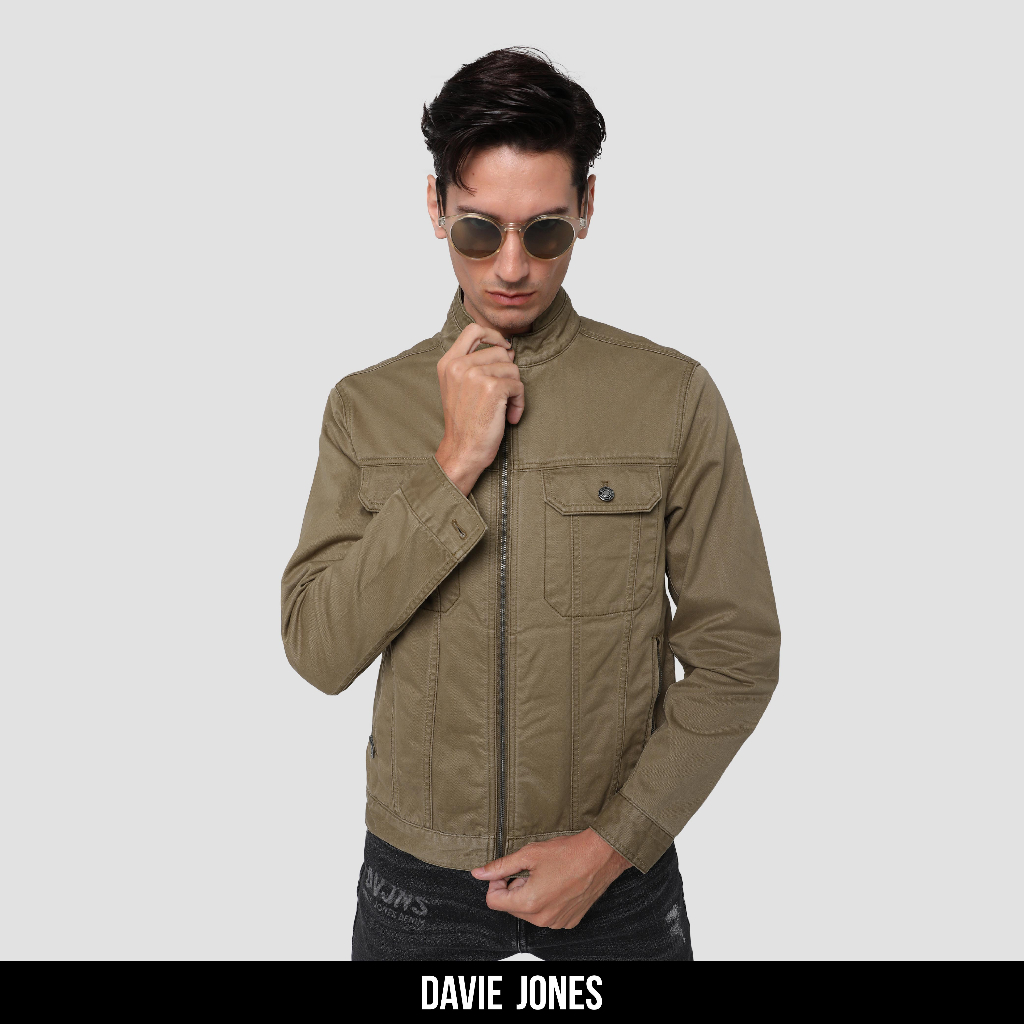 DAVIE JONES เสื้อแจ็คเก็ต ไบค์เกอร์ Slim fit Biker Jacket JK0030 สีน้ำตาล