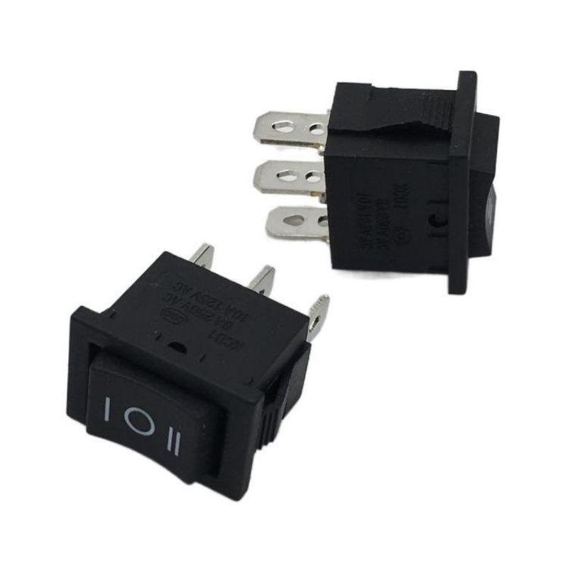 สวิตช์ไฟเปิด/ปิด 3 ขา 3 ทาง เปิด-ปิด-เปิด สีดำ 6A/250V ขนาด 15x21 มม KCD1-103 ON-OFF-ONร้านในไทย ส่งไว