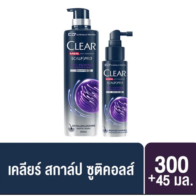 CLEAR MEN เซ็ทแชมพูลดผมร่วง ลดผมบาง เพิ่มวอลลุ่ม ยาสระผมผู้ชาย