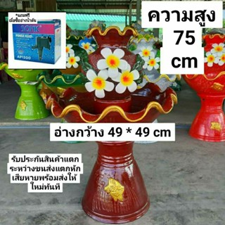 น้ำล้น น้ำผุด น้ำล้นดินเผาลีลาวดี สีเลือดนก น้ำล้นเสริมฮวงจุ้ย (แถมฟรีปั๊มน้ำ) รับประกันสินค้าแตกระหว่างการขนส่