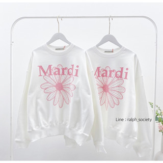 Mardi  Flower Sweatshirt (White/Pink)