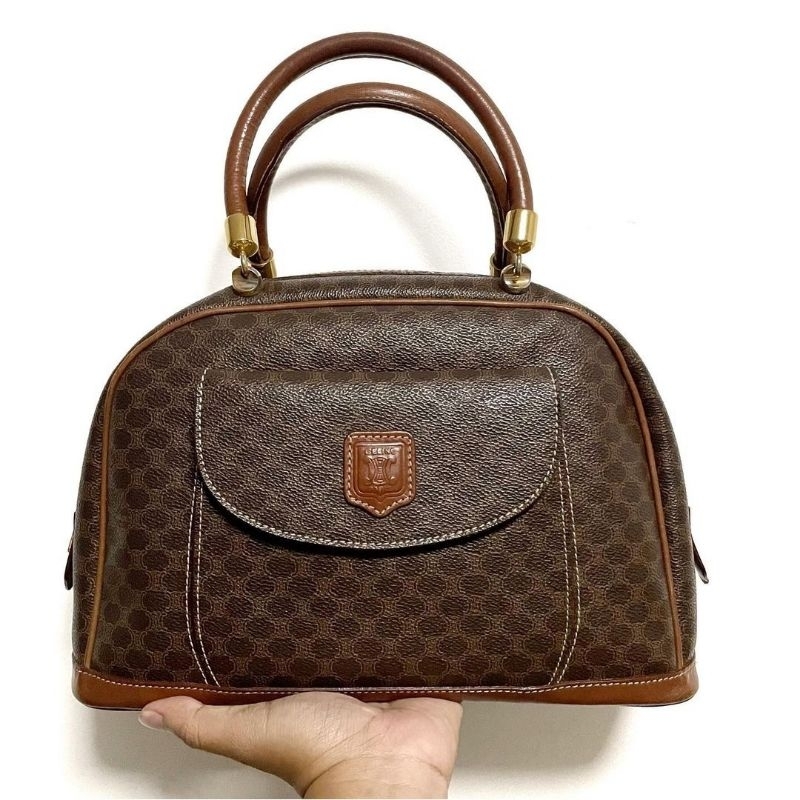 [ส่งต่อ] Celine Vintage มือสอง กระเป๋าถือ สีน้ำตาล สภาพดี ขอบมุมสวย