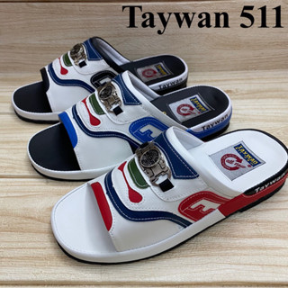 Taywan C&amp;F 511 รองเท้าแตะสวม Size 40-45 สีขาวแดง/ดำฟ้า/ดำขาว ยสอ