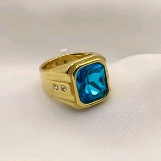แหวนสแตนเลสยิงเลเซอร์แท้100% ตี18k มืพลอยใหเลือก 4 สี