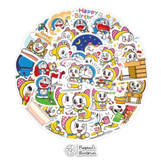 ʕ •ᴥ•ʔ ✿ พร้อมส่ง : สติ๊กเกอร์กันน้ำขนาดเล็กลายโดราเอม่อนและโดเรมี | Doraemon &amp; Dorami Small Waterproof Sticker.