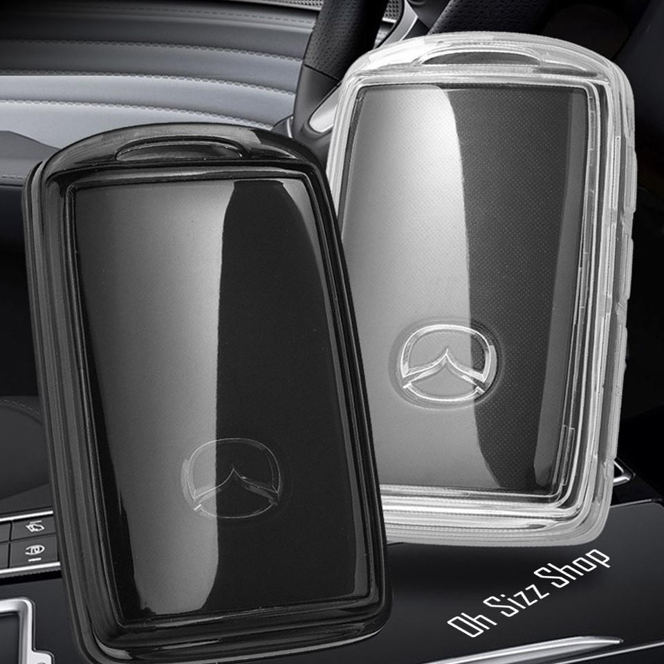 เคสใสรีโมทรถ Mazda 2023 ปุ่มข้าง 100 ปี ครอบปิดโลโก้ 360 องศา ปกป้องรีโมท (Transparent TPU Key Case) 2 และ 3 ปุ่มใส่ได