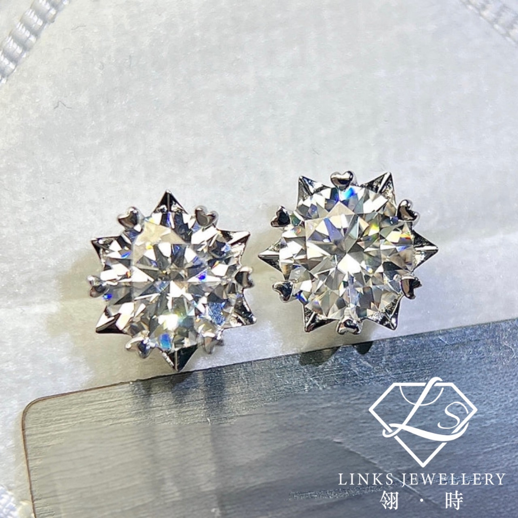 ［Real Moissanite］Can Pass Diamond Test 18K Gold Hexagon Snowflake Earrings MEG022 Diamond Earrrings/
