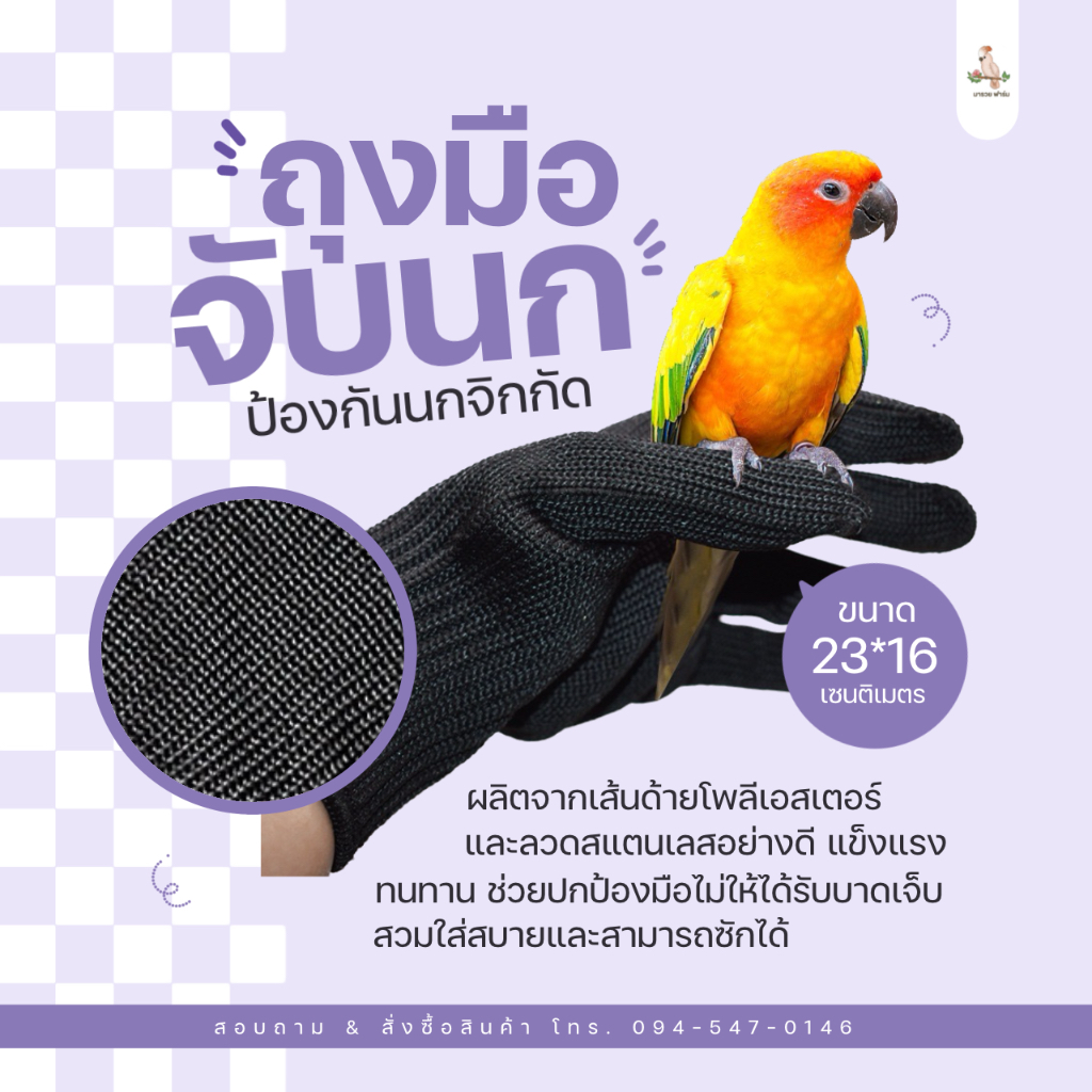 ถุงมือ ถุงมือจับนก ป้องกันนกจิกกัด คุณภาพดี ทนทาน
