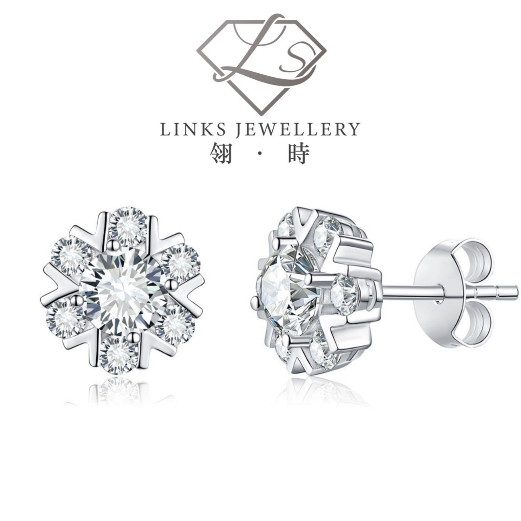 ［Real Moissanite］Can Pass Diamond Test 18K Gold Small Snowflake Earrings MEG009 Diamond Earrrings/Mo