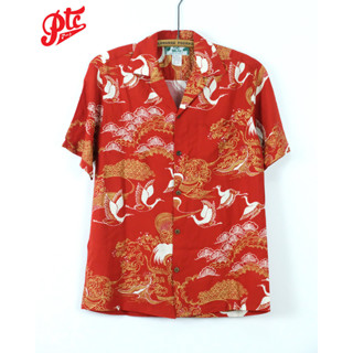 เสื้อฮาวาย Two Palms Hawaiian Shirt  "Crane" Red