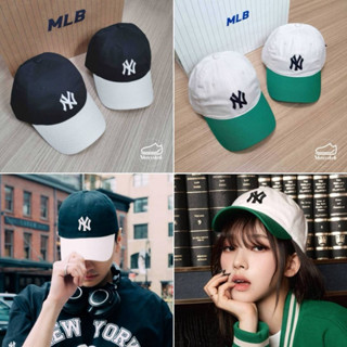 ของแท้ 💯% MLB Basic Color Block Unstructured Ball Cap ป้ายแท็กเกาหลี  🇰🇷