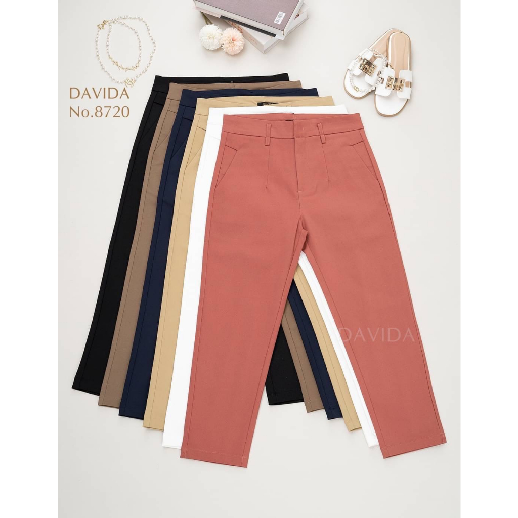 #DAVIDA #CroppedPants #กางเกงขา7ส่วน #กางเกงทำงานผู้หญิง #กางเกงสีดำ