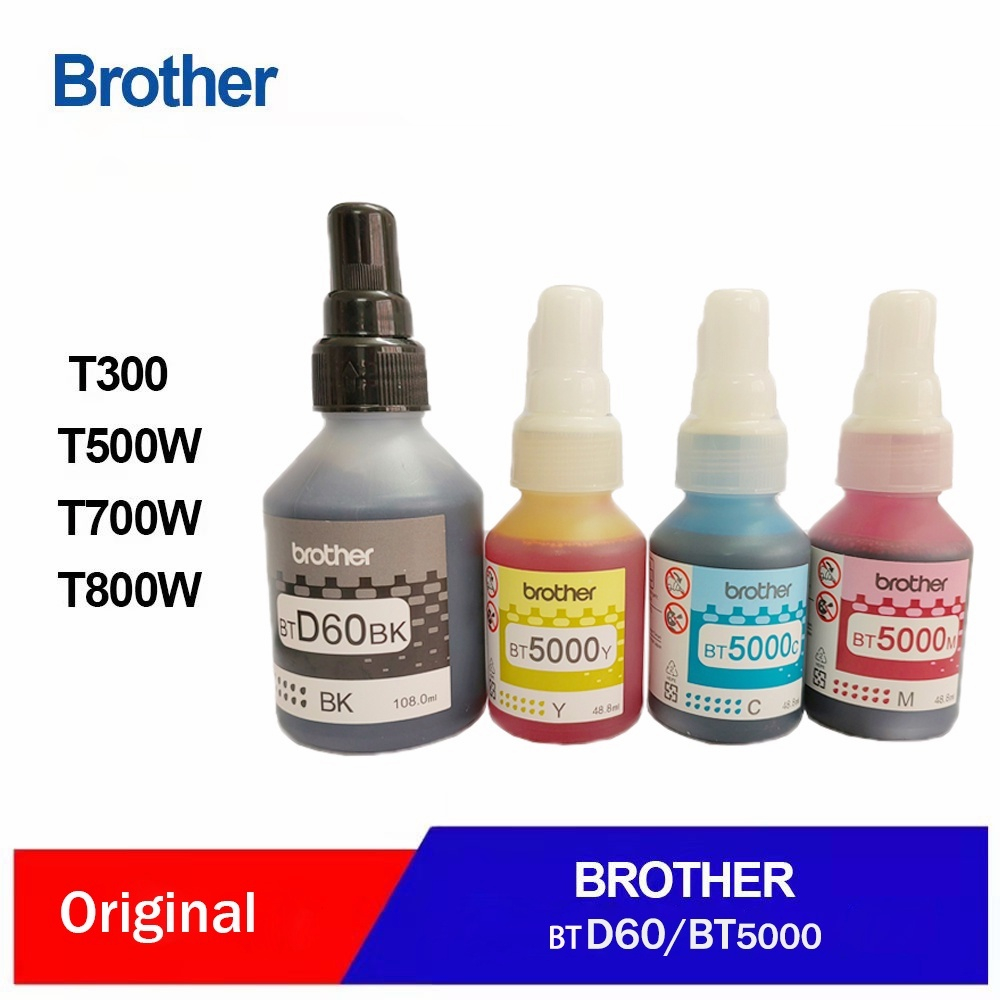BROTHER D60BK,BT5000 หมึกขวดเติมของแท้ สีดำ ฟ้า ชมพู เหลือง สำหรับรุ่น DCP-T220T310T420WT510WT710W