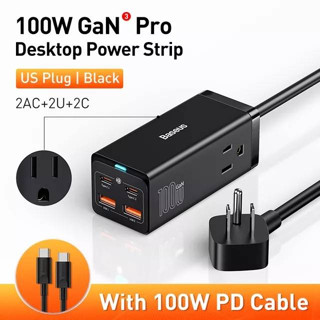 Baseus GaN Pro 100W หัวชาร์จเร็ว Fast Charger Desktop Power Strip รางปลั๊กไฟ ที่ชาร์จเร็ว