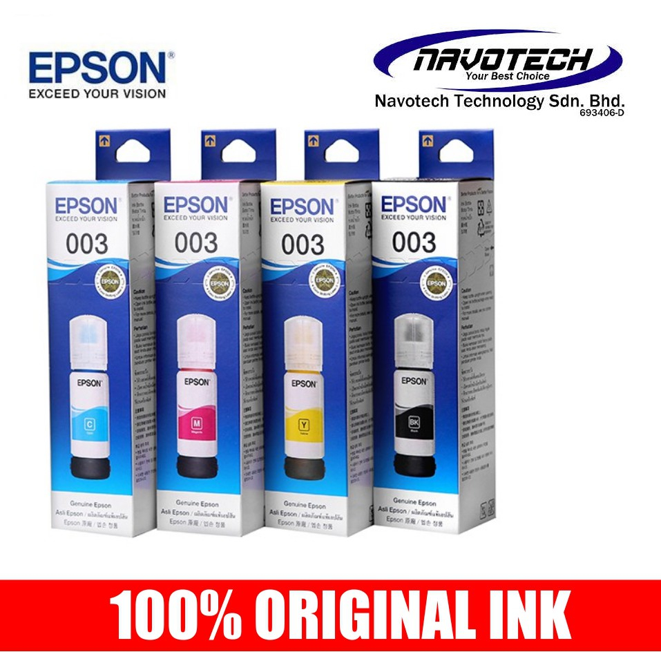 หมึก epsonรหัส 003 จากศูนย์แท้ 100% สินค้าเอปสันไทยแลนด์ ใช้กับprinterรุ่นL1110L3110L3210L3250series