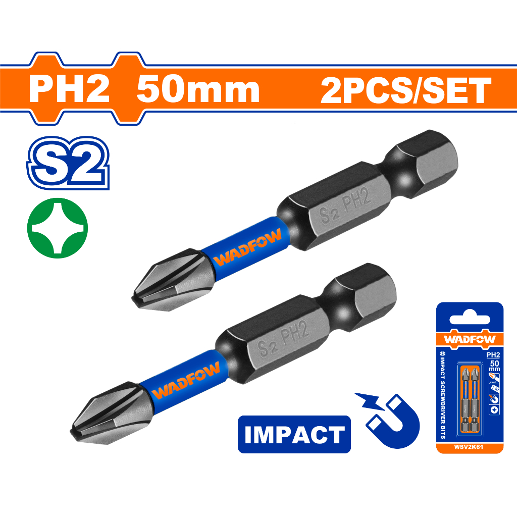 ดอกไขควงกระแทกแฉก WADFOW PH2x50mm S2 WSV2K61
