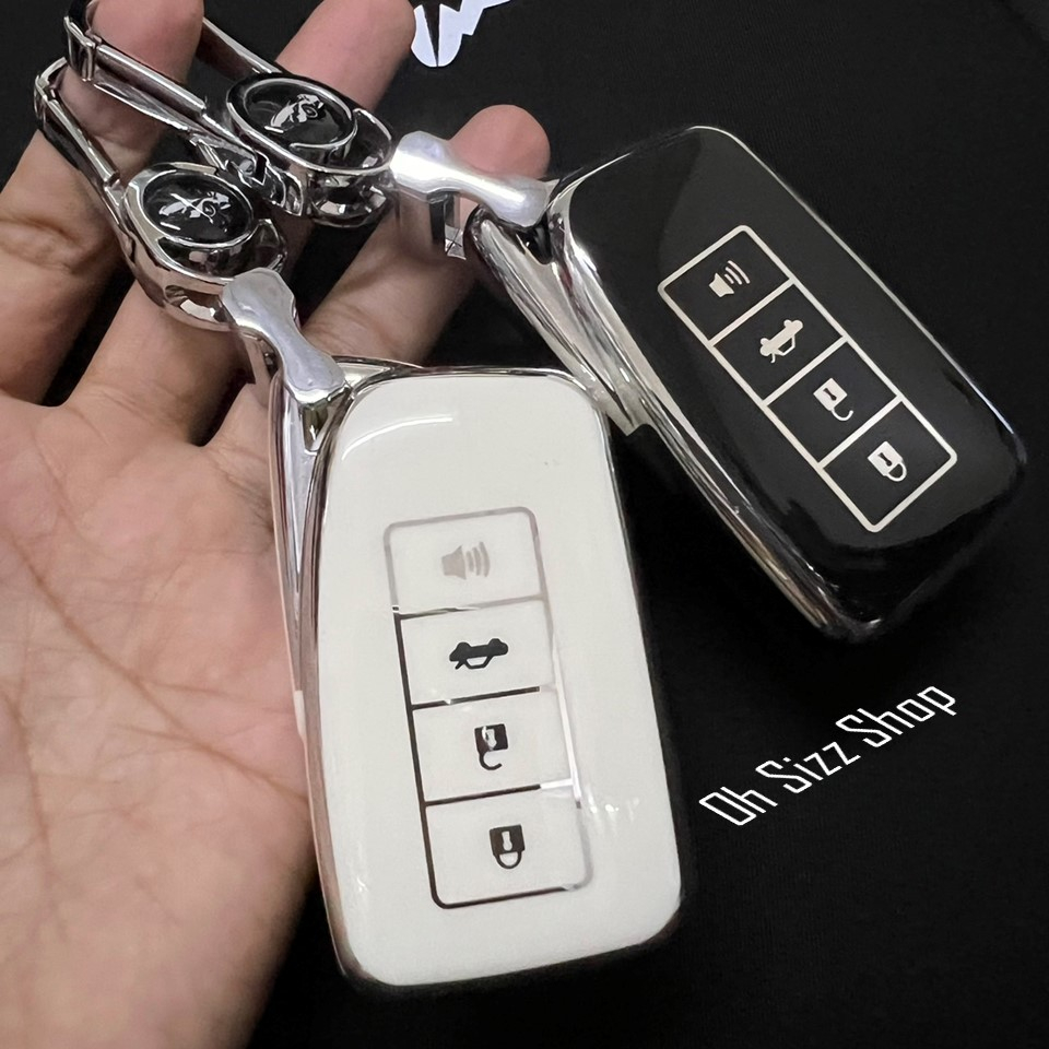 เคสรีโมทรถ LEXUS ดำเงาเส้นสีเงิน และสีขาวเส้นสีเงิน ดูเรียบหรู (Black Silver-Line TPU Key Case) ) LEXUS Key ES200 IS/E