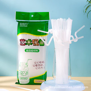 หลอดดูดน้ำ หลอดแฟนซี ยาวพิเศษ พลาสติก งอดัดเป็นรูปต่างๆได้