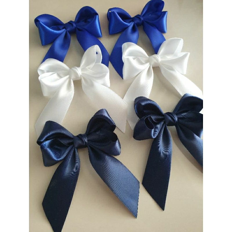 โบว์นักเรียนผ้าซาติน จับจีบ ขนาด1นิ้ว (ราคา/1คู่)
