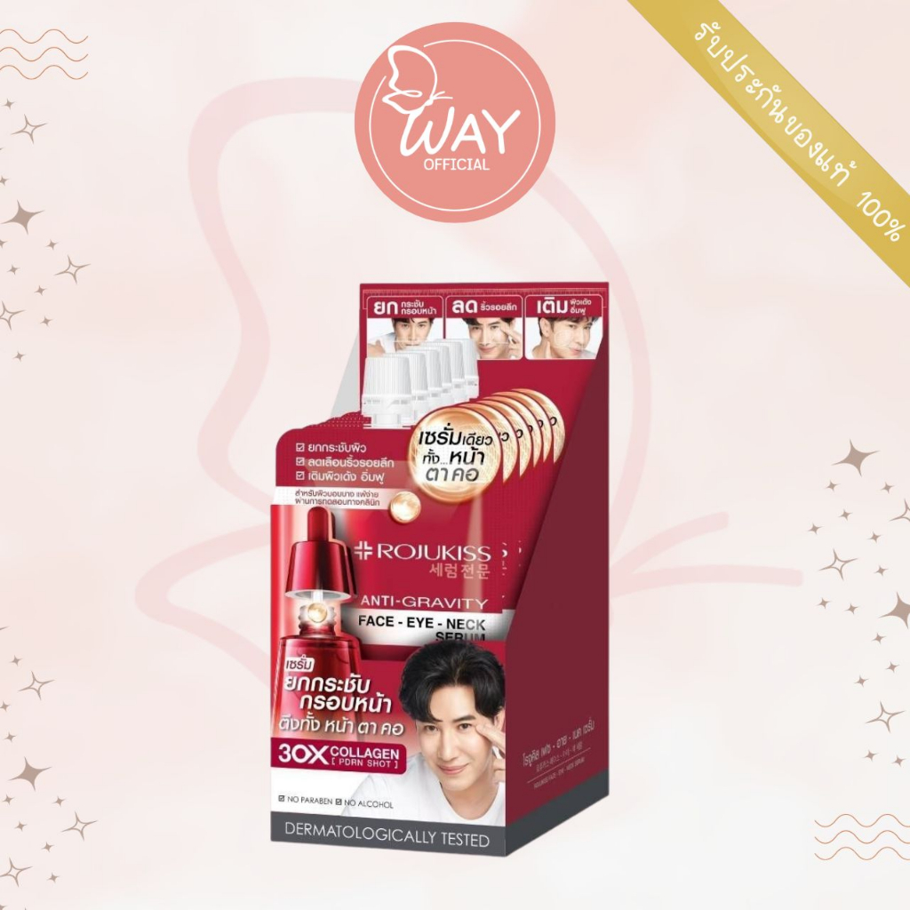 [กล่อง x6] Rojukiss Face Eye Neck Serum 8ml โรจูคิส แอนติ-กราวิตี้ เฟส อาย เนค เซรั่ม 8ml