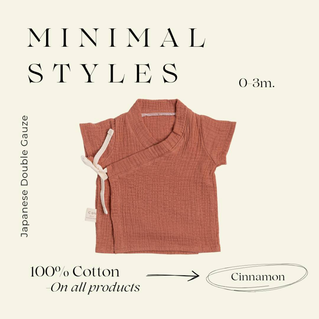 เสื้อเด็กอ่อน​ผูกหน้า 0-3 เดือน สีพาสเทล Minimal Styles *ป้าย Cali baby สินค้าพร้อมส่ง 