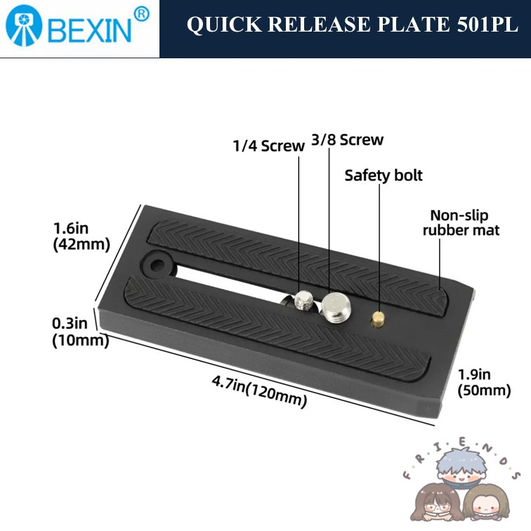 Quick Release Plate 501PL สำหรับ Manfrotto 701HDV 501HDV 503HDV MH055M0-Q5