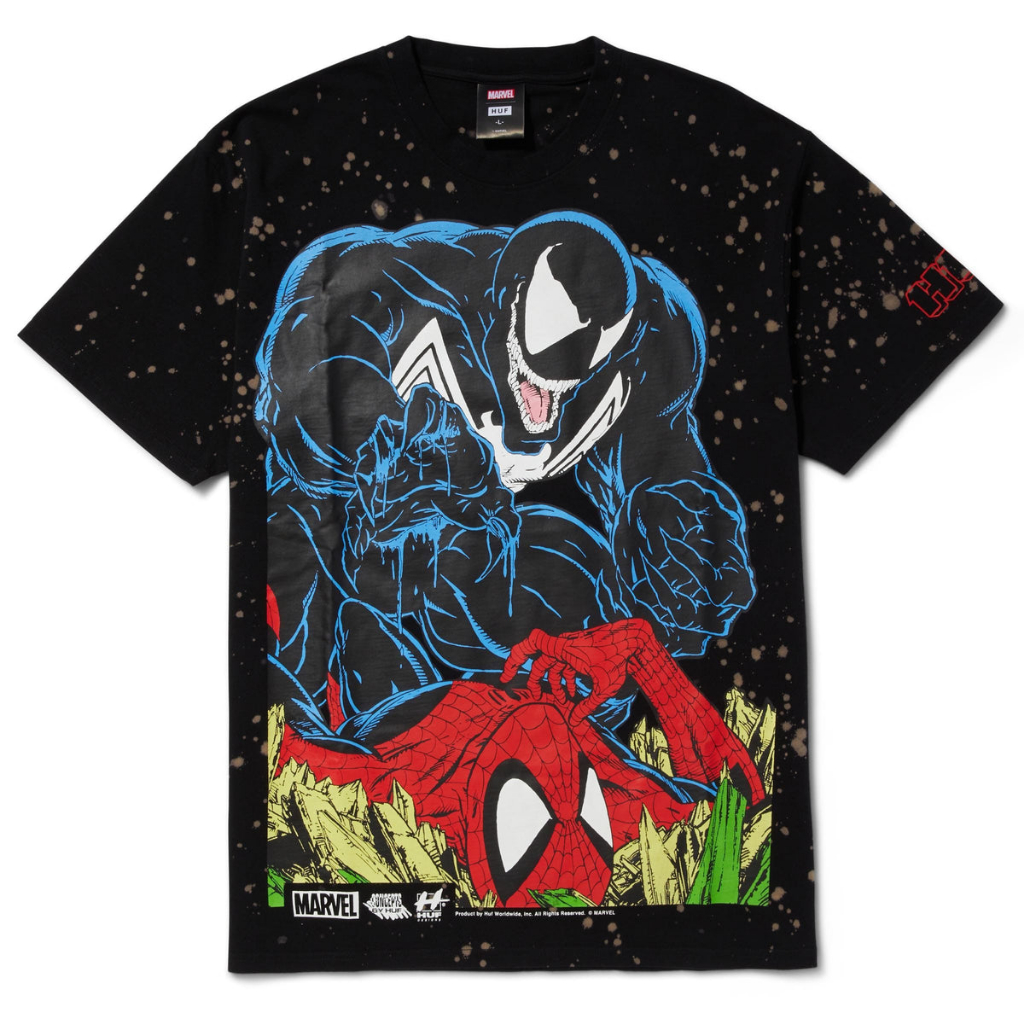 เสื้อยืดแฟชั่นถูกลิขสิทธิ์แท้ | เสื้อลายสไปเดอร์แมน | HUF x SPIDER MAN | เสื้อสตรีท เสื้อผ้าแฟชั่น HUF ของแท้