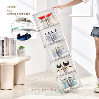【ซื้อ 1 แถม 1】กล่องใส่รองท้า PP+ABS plastic แผงความโปร่งใสสูง วางซ้อนได้ กันฝุ่น กันน้ำ กันกลิ่น